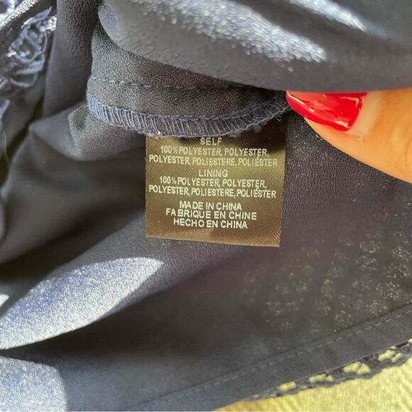 NWT Adelyn Rae Navy Dark Blue Crochet Lace Sheath Dress XS - Picture 9 of 10